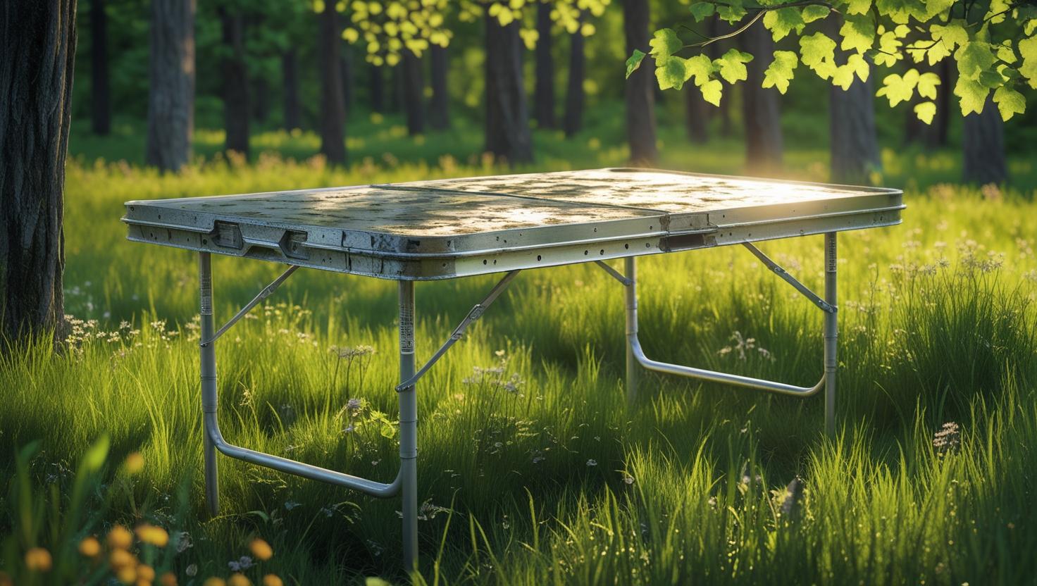 میز آلومینیومی سیلور تاشو 6 نفره پرستیژنیچر